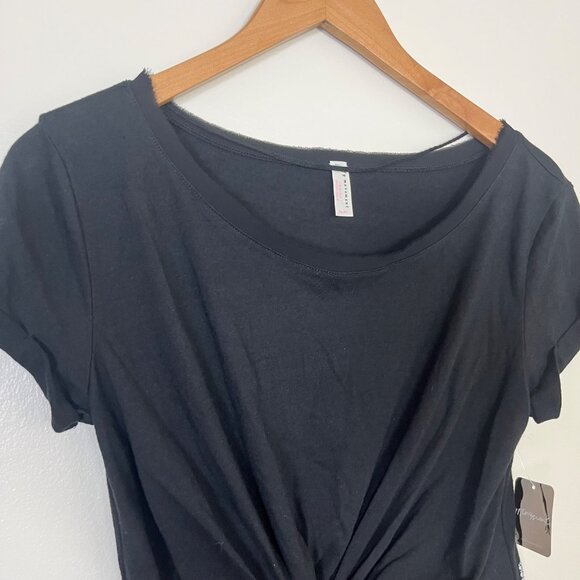 Free People Movement Run In The Sun Twisted Short Sleeve Shirt Black NWT Size M - Picture 3 of 7
